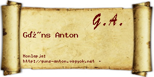 Güns Anton névjegykártya